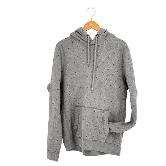 Abercrombie Fitch Muscle Sweatshirt Mens L Hooded Gray Kangaroo Pocket Polka Dot - Picture 1 of 8